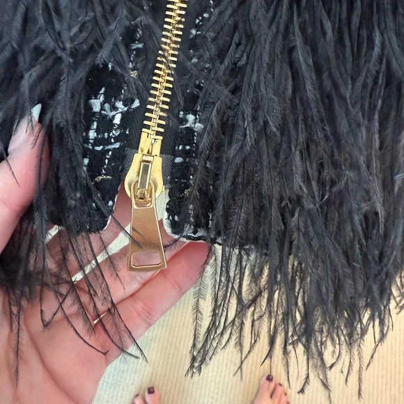 Milly Feather Trimmed Coat size 6 - Picture 4 of 7